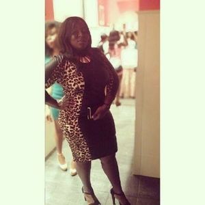 Faux Leather Bodycon Dress with Leopard print side